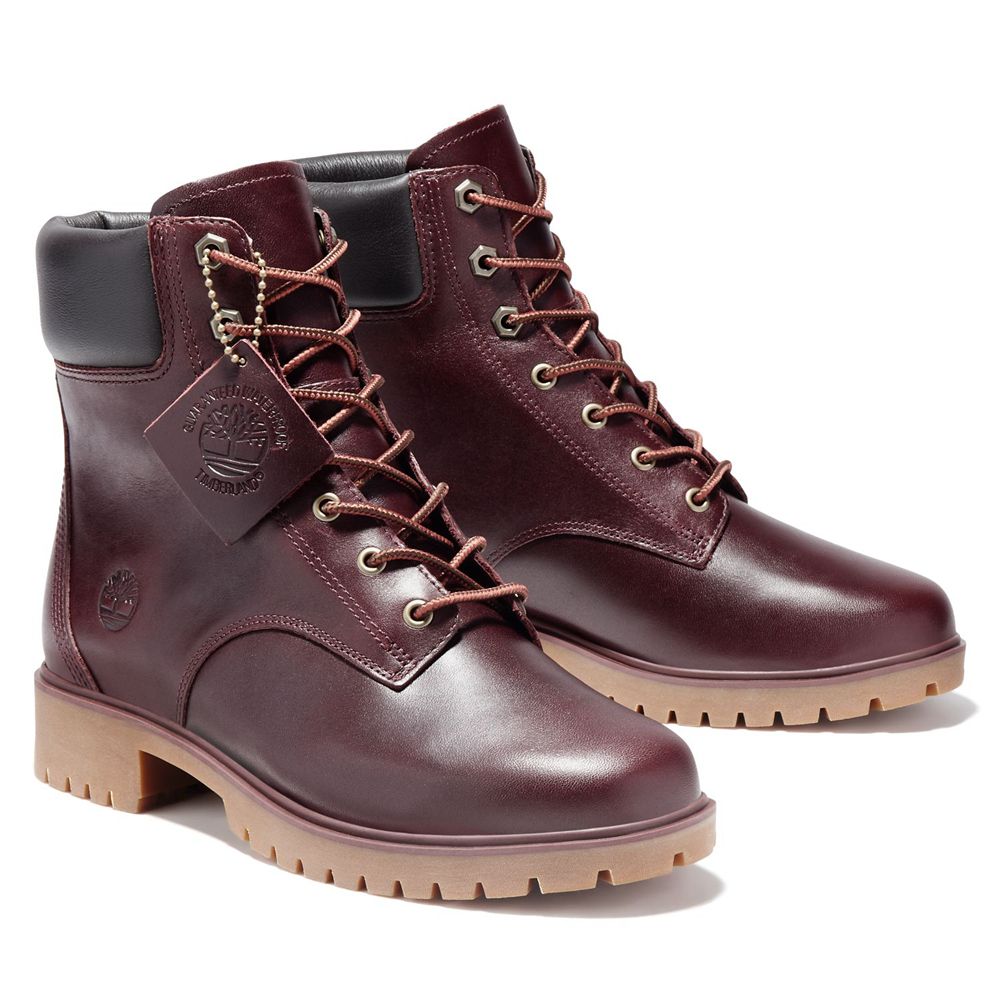 Timberland Womens 6-Inch Boots Jayne Waterproof - Burgundy - India VY5983174